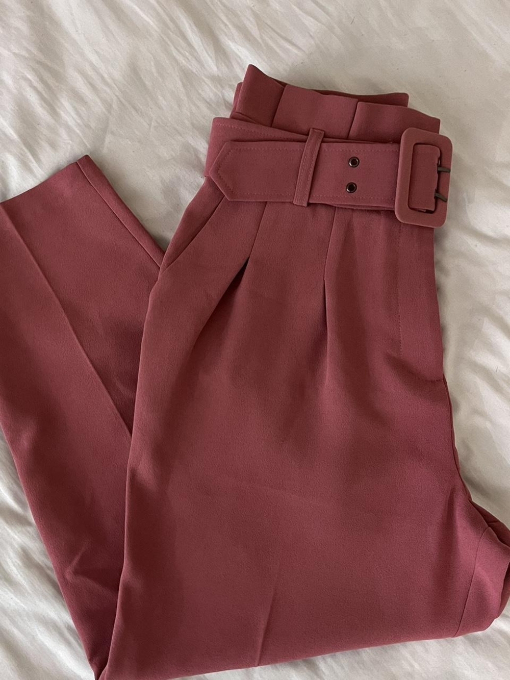 Topshop Rose Belted High-Waist Trousers